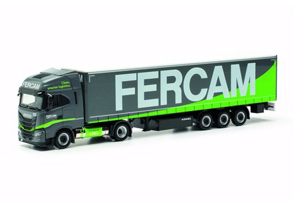 Fercam Iveco S-Way LNG curtain canvas semitrailer (Herpa 1:87)