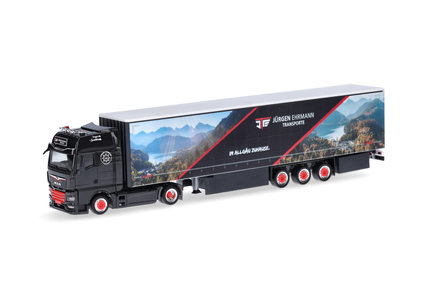 Jürgen Ehrmann Transporte MAN TGX GX 15m lowliner curtain canvas semitrailer (Herpa 1:87)